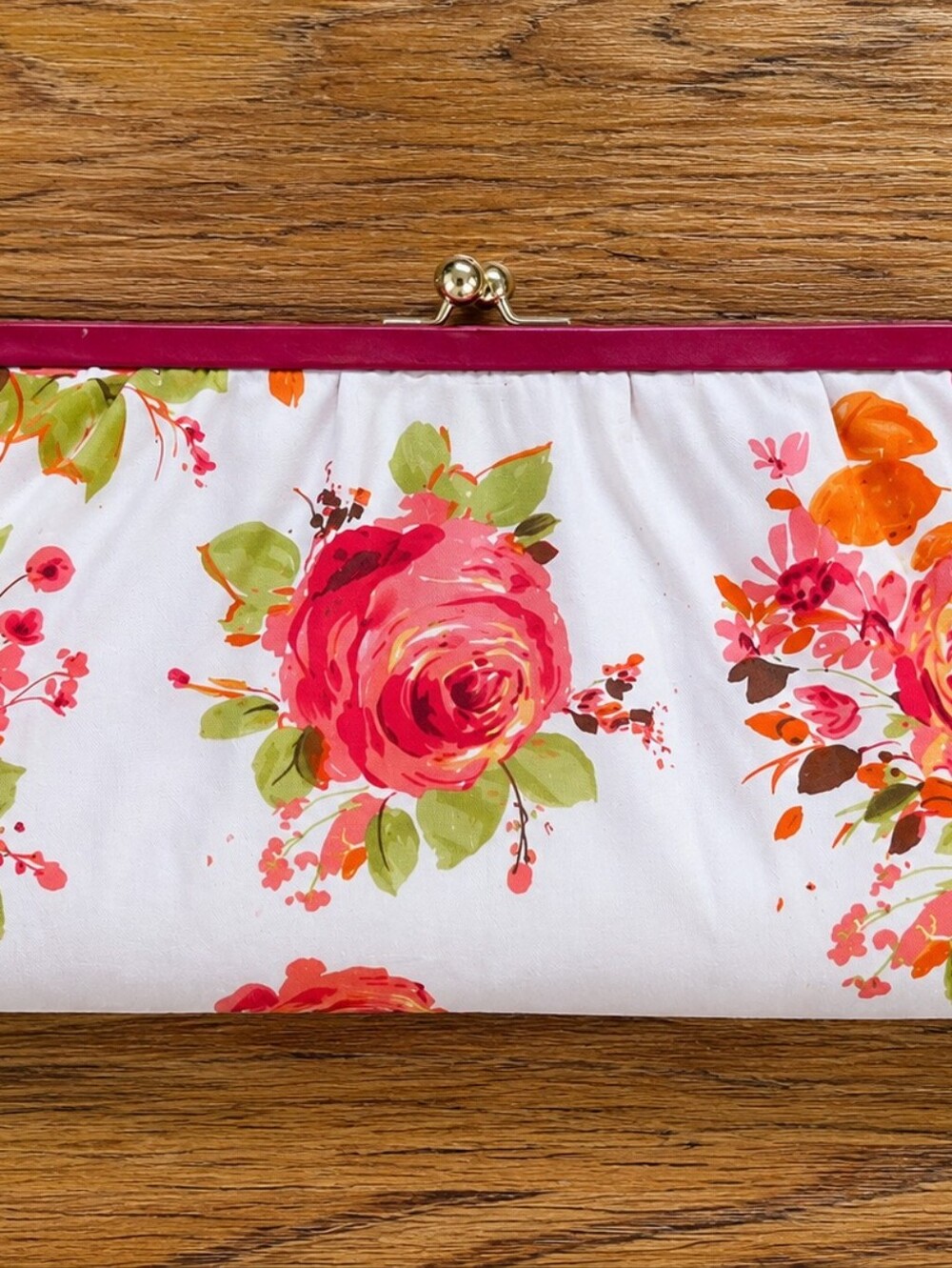Banana Republic Floral Clutch Purse Pink Rose Evening Bag - Picture 2 of 3